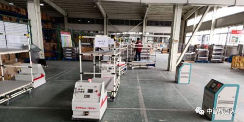 中智AGV小車，廣泛應(yīng)用于家電行業(yè)中
