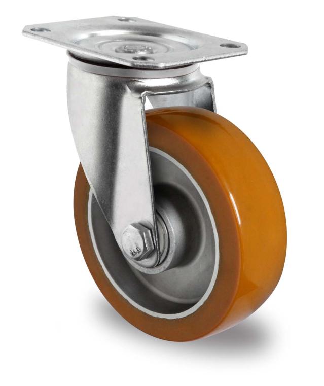 奔點  125平底活動雙滾珠鋁芯PU輪