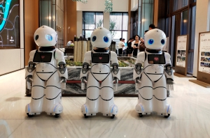 靈動(dòng)如仙 優(yōu)友U05機(jī)器人 大型仿生人形機(jī)器人 主持互動(dòng) 迎賓接待 咨詢導(dǎo)覽