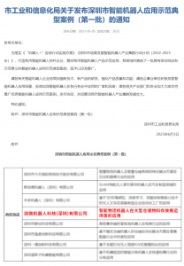 喜報 | 勱微機器人入選市工信局“深圳市智能機器人應用示范典型案例（第一批）”